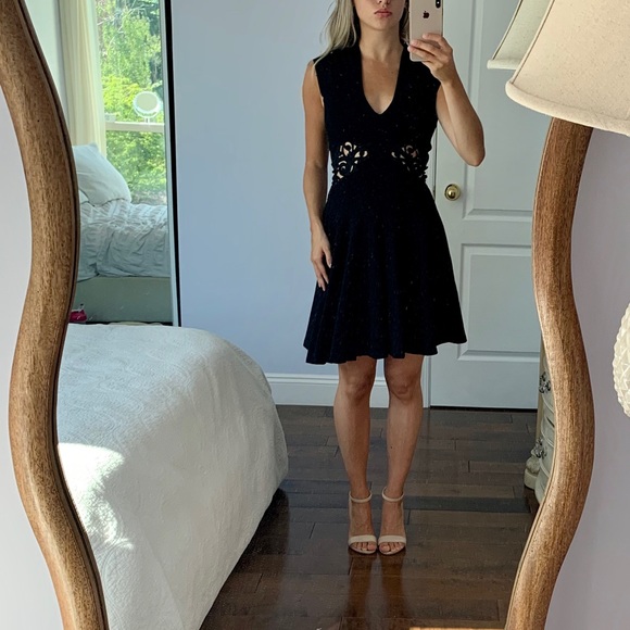 French Connection Fit n Flare Dress with Cut Outs - Picture 2 of 8